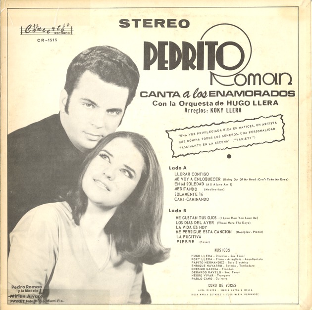 Pedrito Román canta a los enamorados - Back Cover